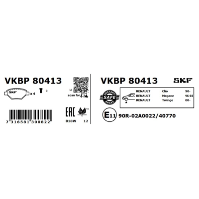 Set placute frana SKF VKBP 80413
