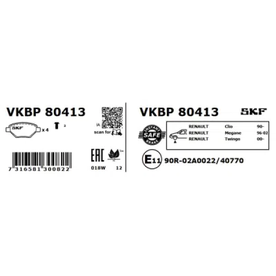 Set placute frana SKF VKBP 80413