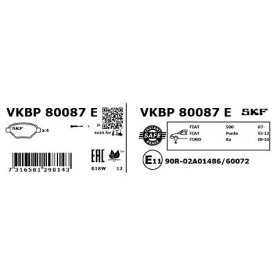 Set placute frana SKF VKBP 80087 E