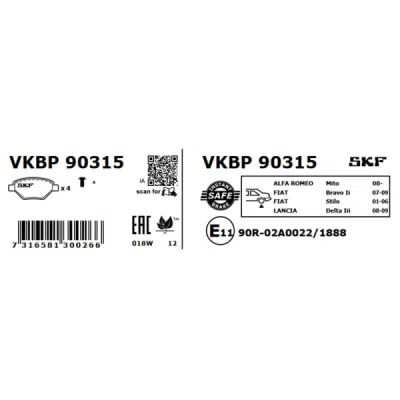 Set placute frana SKF VKBP 90315