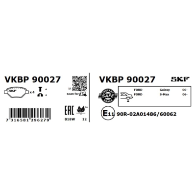Set placute frana SKF VKBP 90027