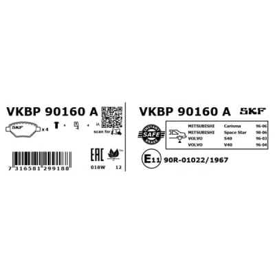 Set placute frana SKF VKBP 90160 A