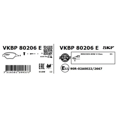Set placute frana SKF VKBP 80206 E