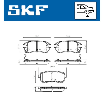 Set placute frana SKF VKBP 90139 A