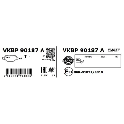 Set placute frana SKF VKBP 90187 A