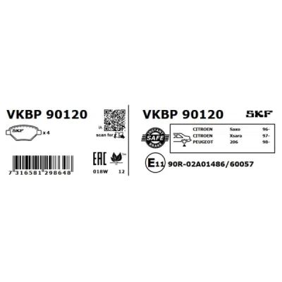 Set placute frana SKF VKBP 90120