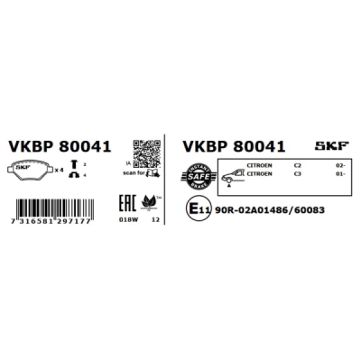 Set placute frana SKF VKBP 80041