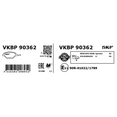 Set placute frana SKF VKBP 90362
