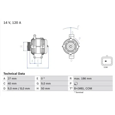 Generator / Alternator BOSCH 0 986 082 570