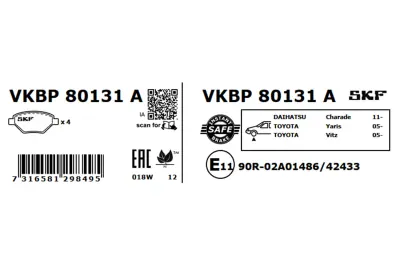 Set placute frana SKF VKBP 80131 A