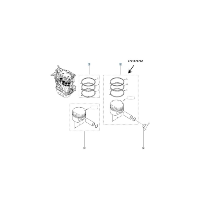 Piston echipat cu marcaj 'b' ORIGINAL RENAULT 7701478732