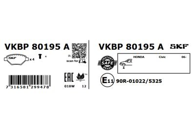 Set placute frana SKF VKBP 80195 A