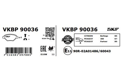 Set placute frana SKF VKBP 90036