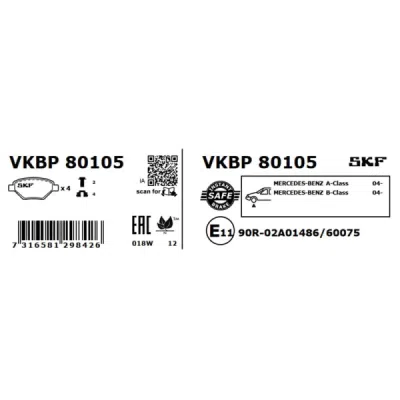 Set placute frana SKF VKBP 80105