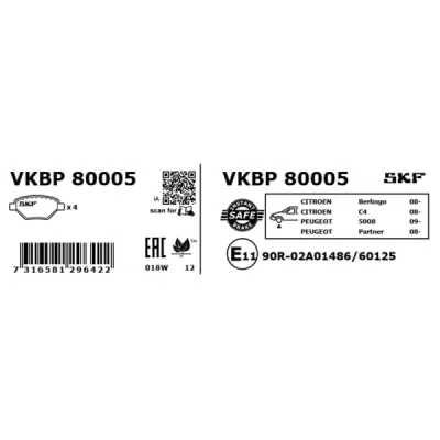 Set placute frana SKF VKBP 80005