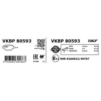 Set placute frana SKF VKBP 80593