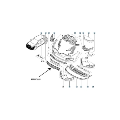 Grila ventilatie, bară de protecție ORIGINAL RENAULT 622547366R
