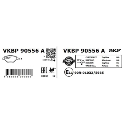 Set placute frana SKF VKBP 90556 A