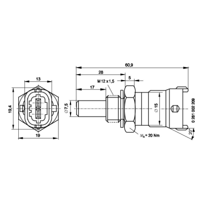 Senzor, temperatura lichid de racire BOSCH 0 281 002 209