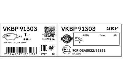 Set placute frana SKF VKBP 91303