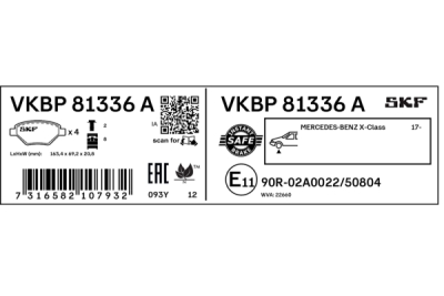 Set placute frana SKF VKBP 81336 A