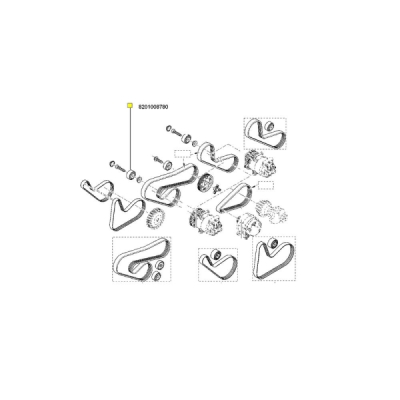 Set curea transmisie cu caneluri ORIGINAL RENAULT 8201008780