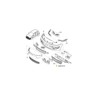 Grila ventilatie, bară de protecție ORIGINAL RENAULT 82 00 412 379