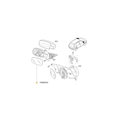 Geam oglinda stanga ORIGINAL RENAULT 7701054752