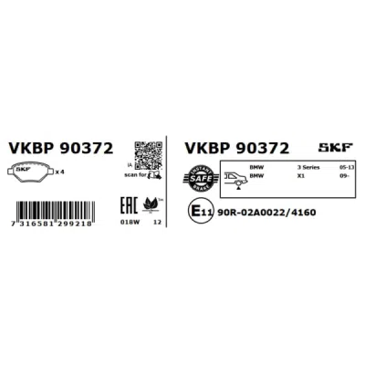 Set placute frana SKF VKBP 90372