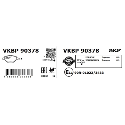 Set placute frana SKF VKBP 90378