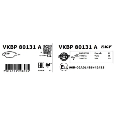 Set placute frana SKF VKBP 80131 A