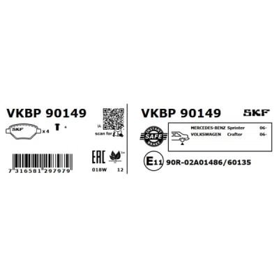 Set placute frana SKF VKBP 90149