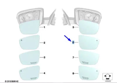 Geam oglinda dreapta [SUA] ORIGINAL BMW 51169492762