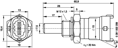 Senzor, temperatura lichid de racire BOSCH 0 281 002 209