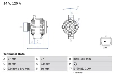 Generator / Alternator BOSCH 0 986 082 570