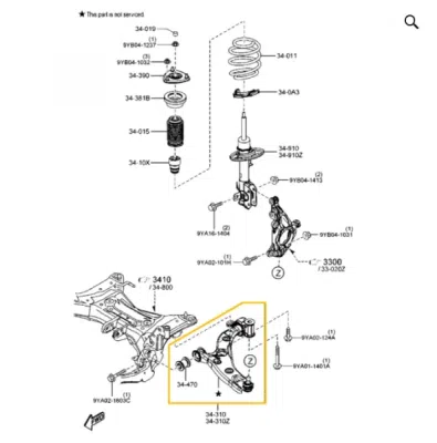 Brat, suspensie roata ORIGINAL MAZDA B60S34350G