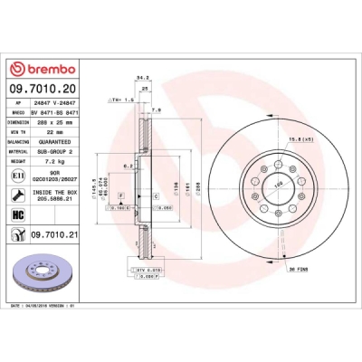 Disc frana BREMBO 09.7010.21