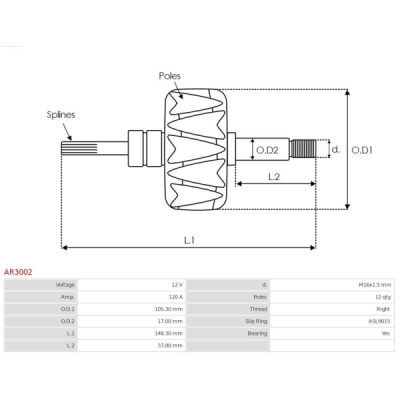 Rotor, alternator AS-PL AR3002