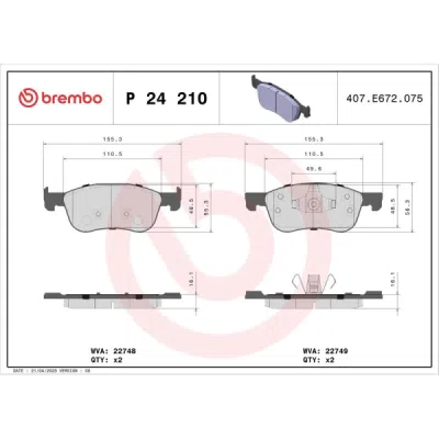 Set placute frana BREMBO P 24 210