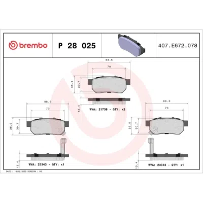 Set placute frana BREMBO P 28 025