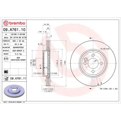 Disc frana BREMBO 09.A761.11