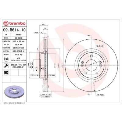 Disc frana BREMBO 09.B614.10