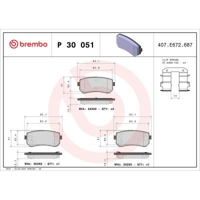 Set placute frana BREMBO P 30 051