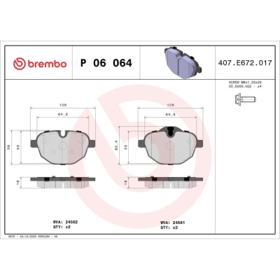 Set placute frana BREMBO P 06 064