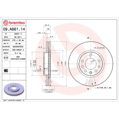 Disc frana BREMBO 09.A861.14
