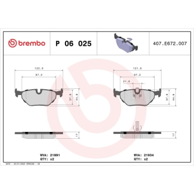 Set placute frana BREMBO P 06 025