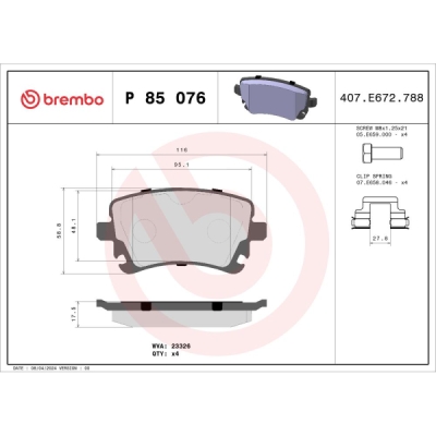 Set placute frana BREMBO P 85 076