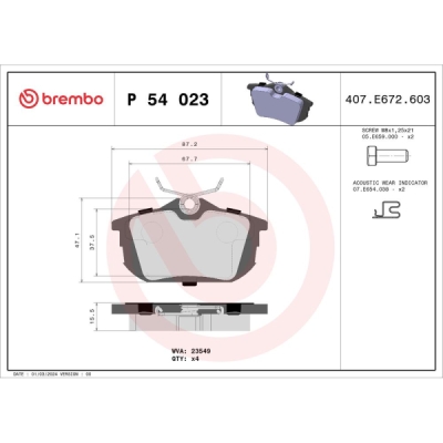 Set placute frana BREMBO P 54 023