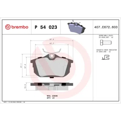 Set placute frana BREMBO P 54 023