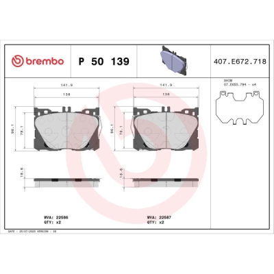 Set placute frana BREMBO P 50 139